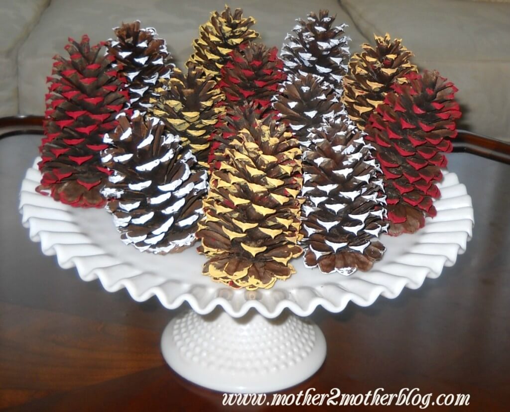 painted pine cones