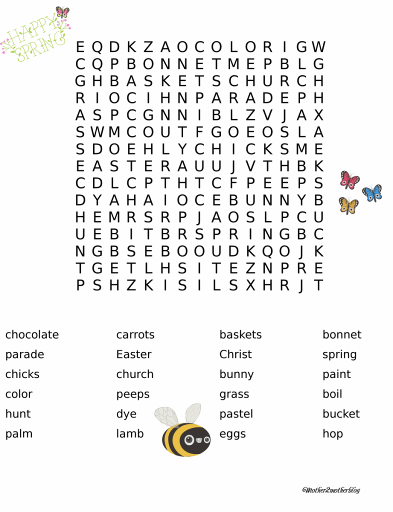 word search games, Easter games