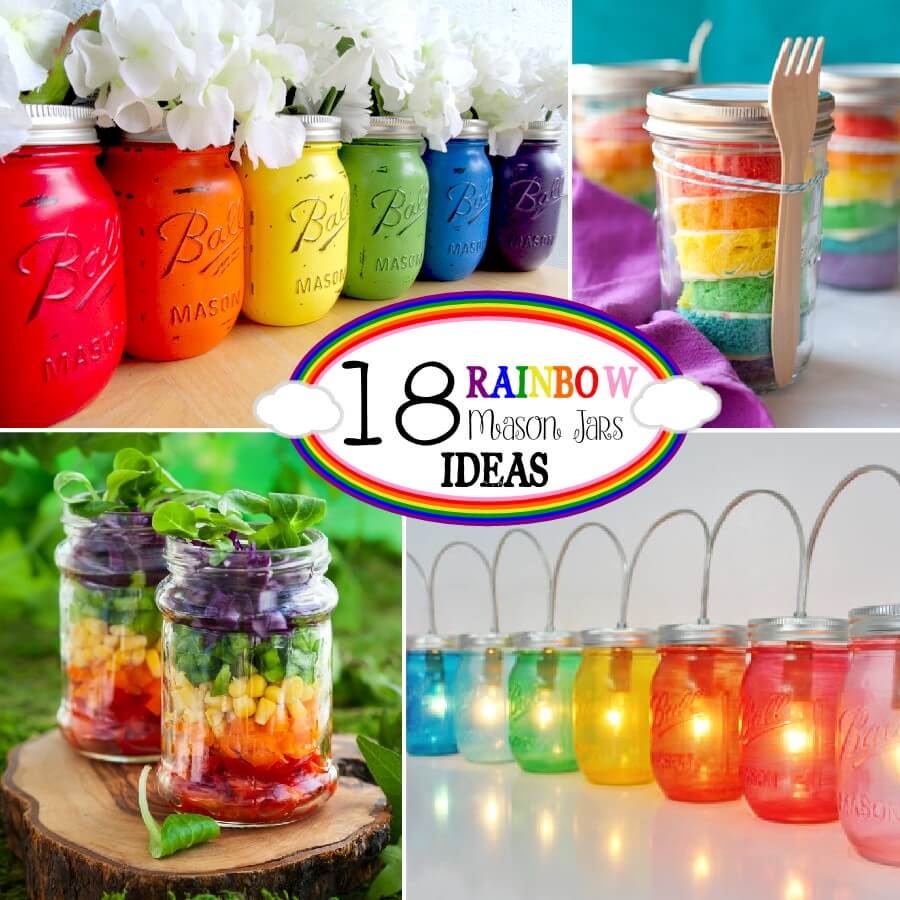 spring decorating ideas, mason jar ideas, rainbows
