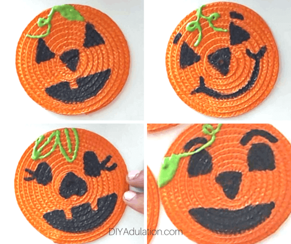 pumpkin face coasters 