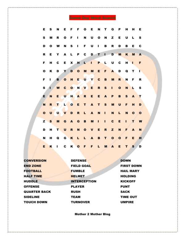 football word search puzzle